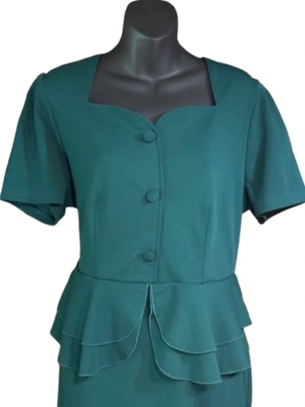 Aisize Reproduction Women's 1940s Vintage Square Peplum Bodycon Dress - Picture 3 of 14